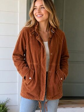 Forever 21 Contemporary Rust Corduroy Utility Jacket Coat XS